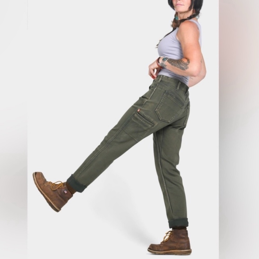 Dovetail Workwear Shop Pant, Olive Green Denim